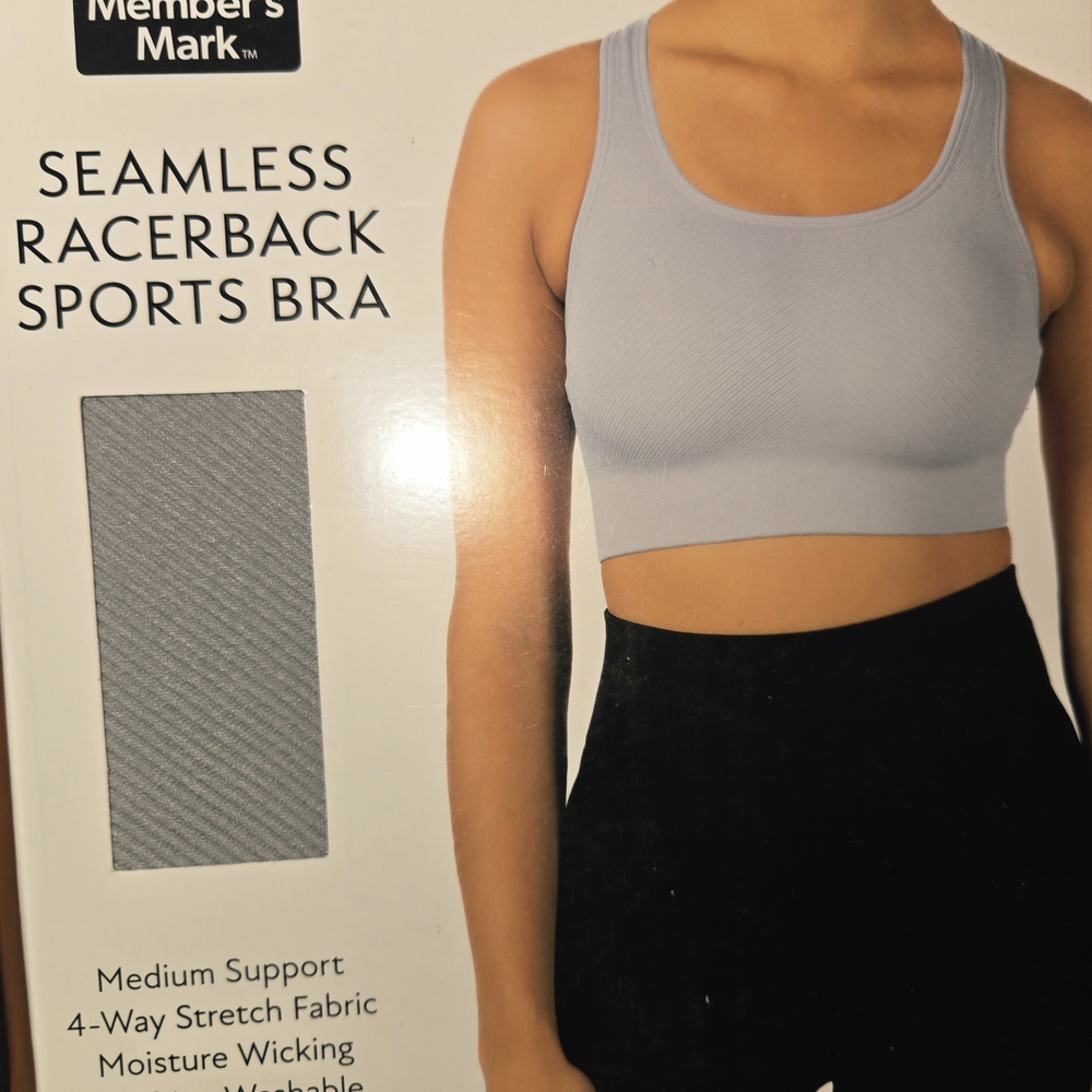 Member's Mark Seamless Racerback Sports Bra - Light Gray